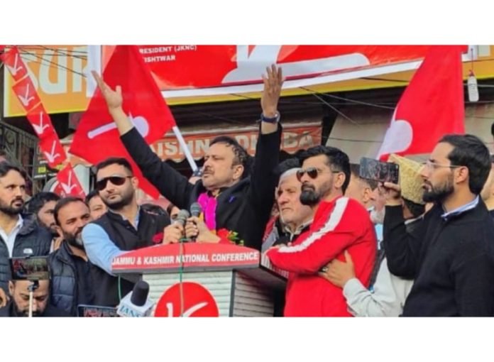 Sajjad Ahmed Kichloo celebrated by supporters in Kishtwar