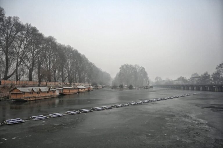 Frost-covered streets in Srinagar during winter
