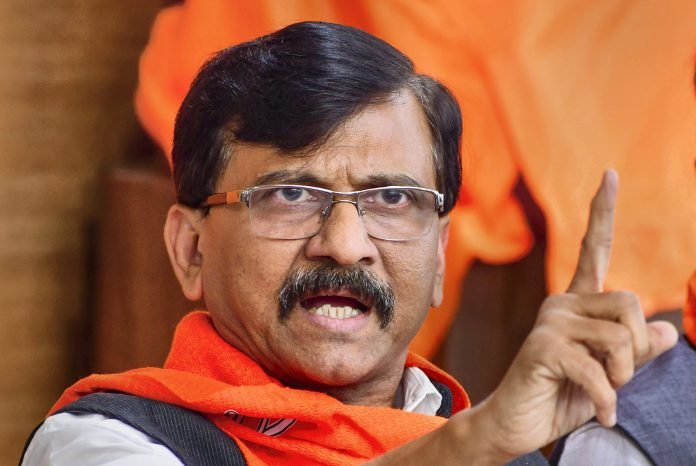 Sanjay Raut speaking to reporters about democracy