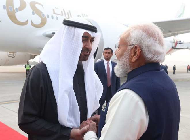 PM Modi receives UAE President Sheikh Mohamed bin Zayed at Delhi airport