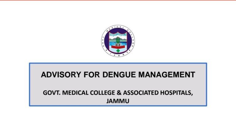 GMC Jammu Issues Advisory for Dengue Management, Urges Public Not to Delay Treatment